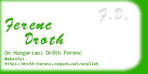 ferenc droth business card